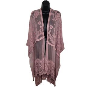 TORRID blush mesh lace floral kimono topper size OSFM OS